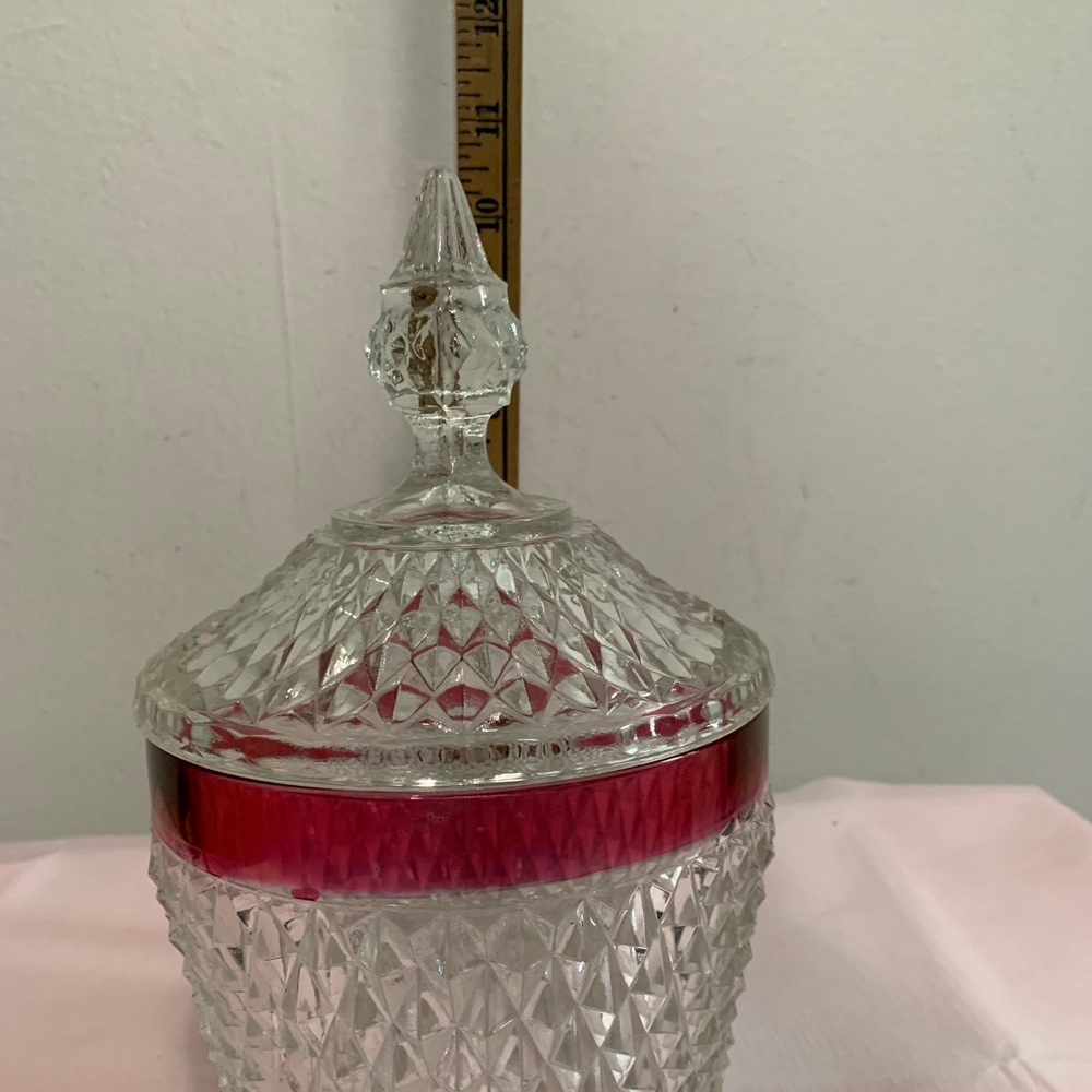 Indiana Glass Diamond Point, Ruby Flash Ice Bucket - Picture 6 of 7